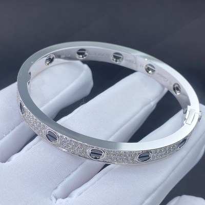 Cartier Love 18k Gold Filled Jewelry White Gold Pave Diamond Black Ceramic Bracelet