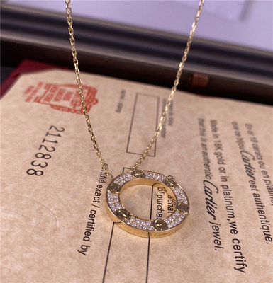 Love Pure 18K Yellow Gold Necklace With Diamond Paved Diamond Brand Jewelry