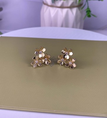 Frivole 18k 0.32 Carat  Flowers Gold Earrings  Mini Yellow Gold Flower Earrings