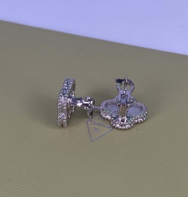 VCA Vintage Alhambra 18k Gold Drop Earrings Pure 18k White Gold Jewelry With Mother Of Pearl