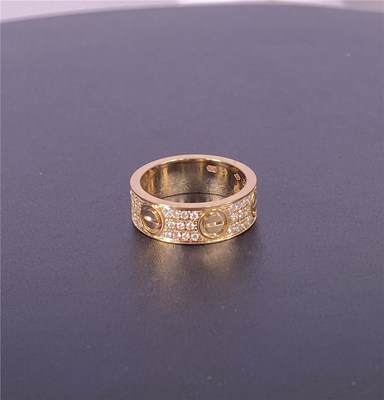6.5mm  Diamond Paved 18k Gold Rings 18 Ct Gold Chain Mens 0.7 Carat