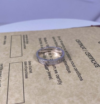 Cartier Love Pure 18K White Gold Wedding Band with Diamond Paved