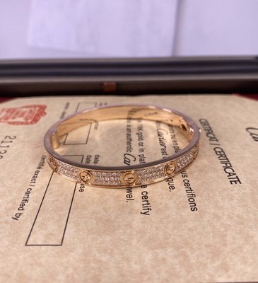 6.7mm Love 18k Gold Bracelets 1.99 Carats 18k Rose Gold Mens Bracelet