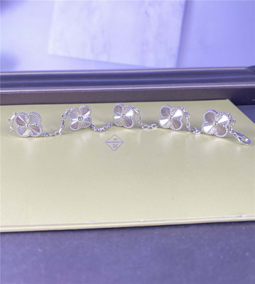 Vintage Alhambra Pure 18K White Gold Bracelet 5 Motifs 18k Gold Jewellery